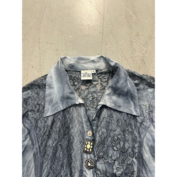 Parsley & Sage‎ Size XL Women's Long Boho Gray Blouse Casual Chic Tunic Flowy - Picture 3 of 11